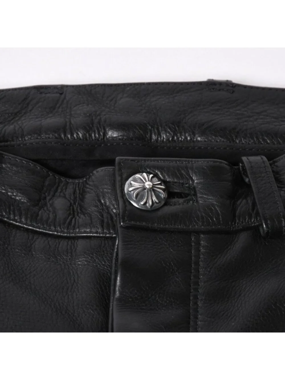 Chrome Hearts Flare Knee Pocket Leather Pants Vintage Model